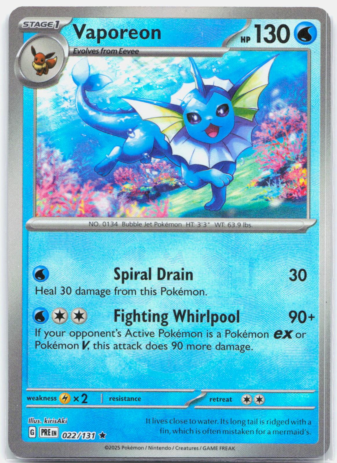 Vaporeon - 022/131 Prismatic Evolutions MASTER BALL Holo Pokemon - NM