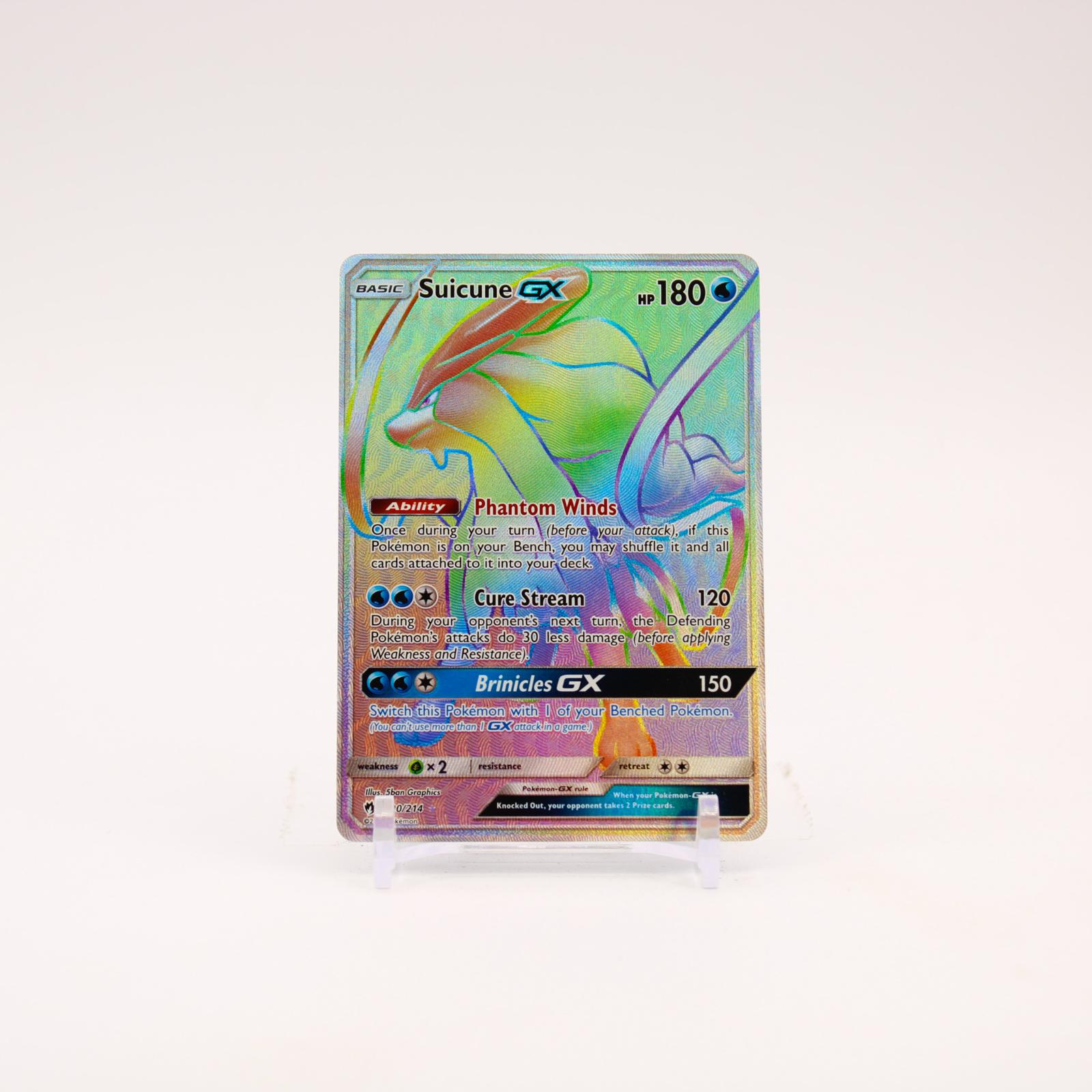 Suicune GX - 220/214 Lost Thunder Rainbow Pokemon - NM