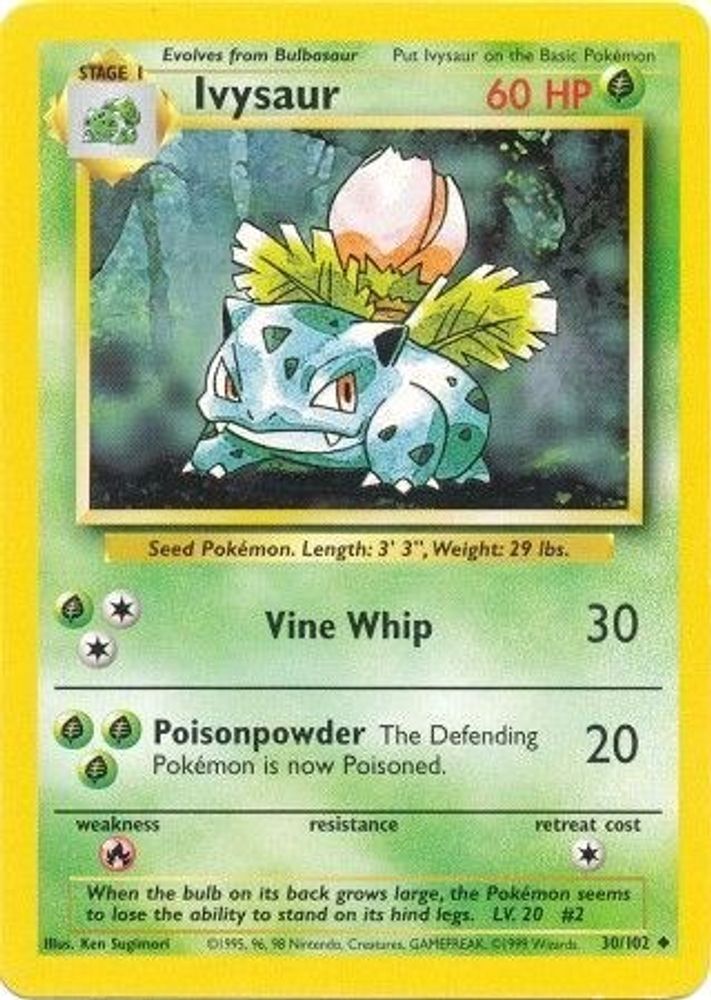 Ivysaur - 30/102 Base Set Unlimited Uncommon Pokemon - NM