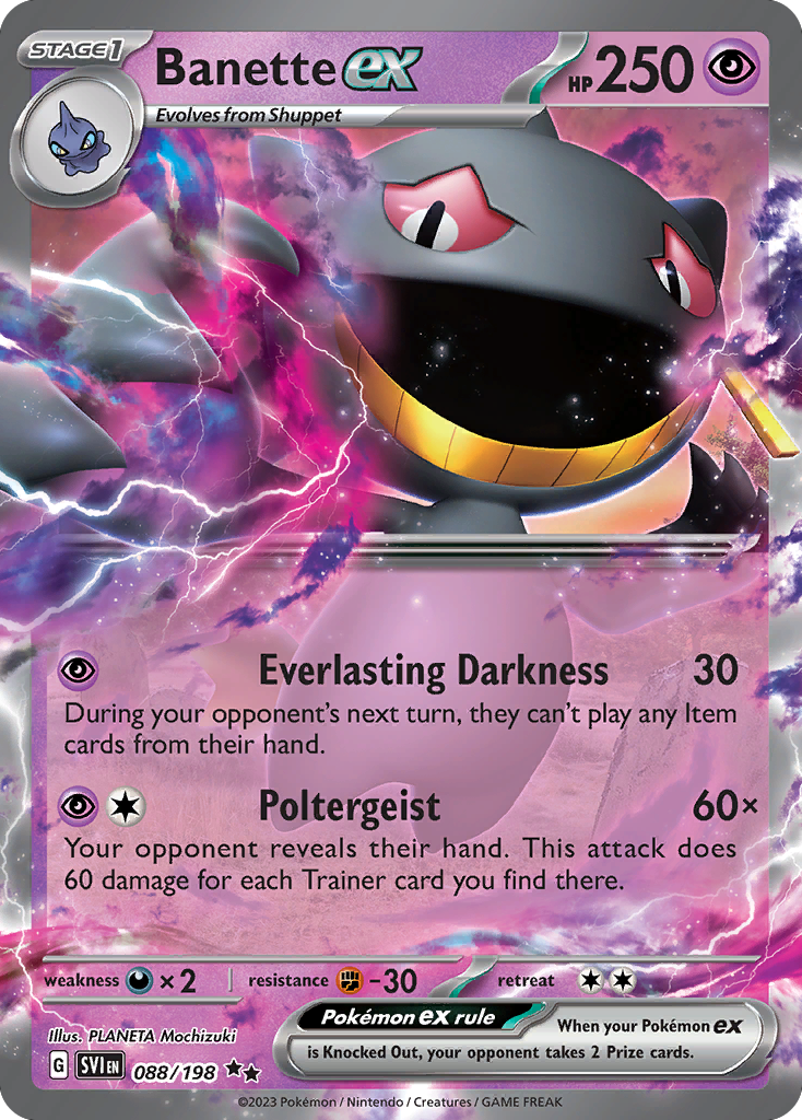 Banette ex - 088/198 Scarlet & Violet Double Rare Holo Pokemon - NM