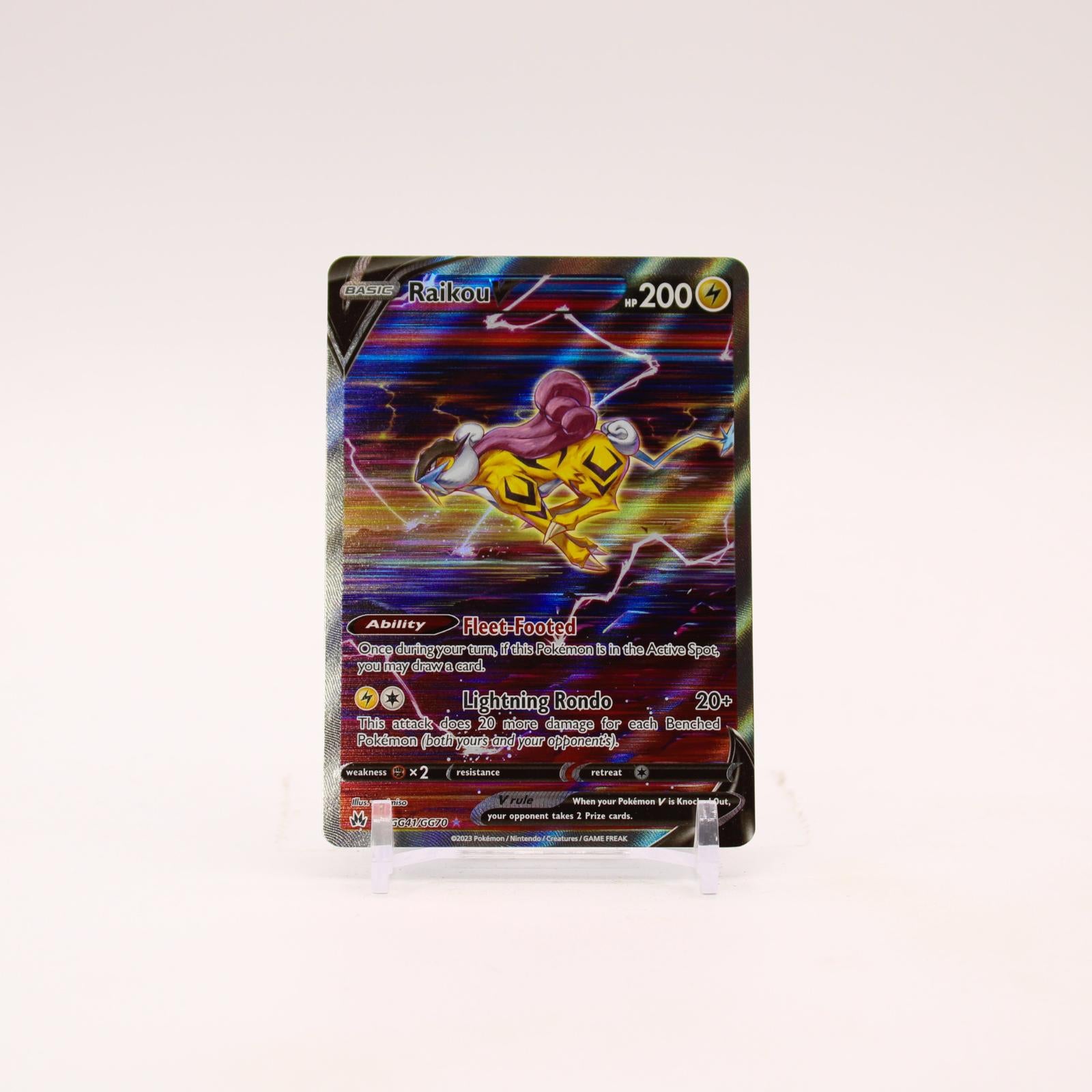 Raikou V - GG41/GG70 Crown Zenith Galarian Gallery Holo Pokemon - NM