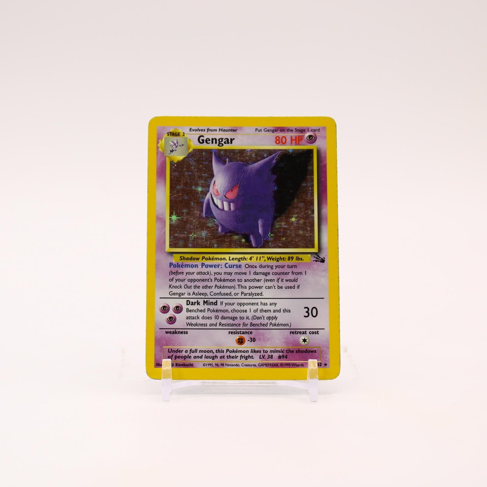 Gengar - 5/62 Fossil Unlimited Holo Rare Pokemon - MP/HP
