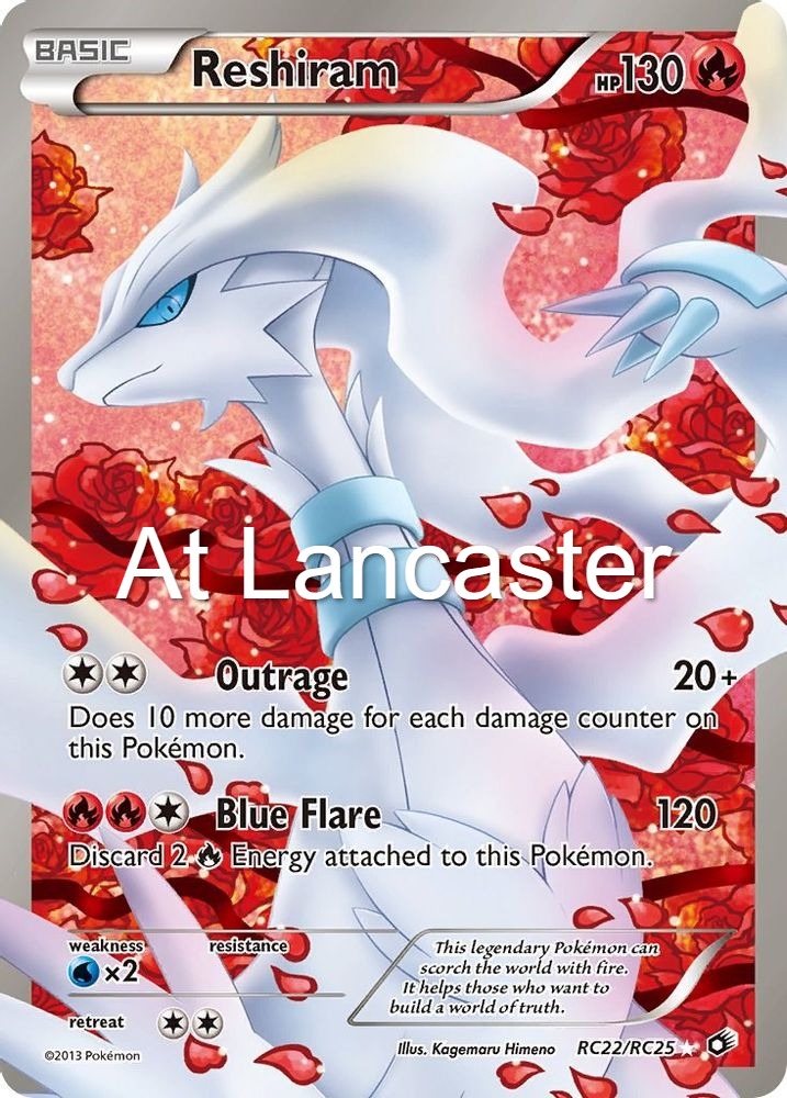 Reshiram (Full Art) - RC22/RC25 Legendary Treasures: Radiant Collection Holo Ultra Rare Pokemon - DMG (Lanc)