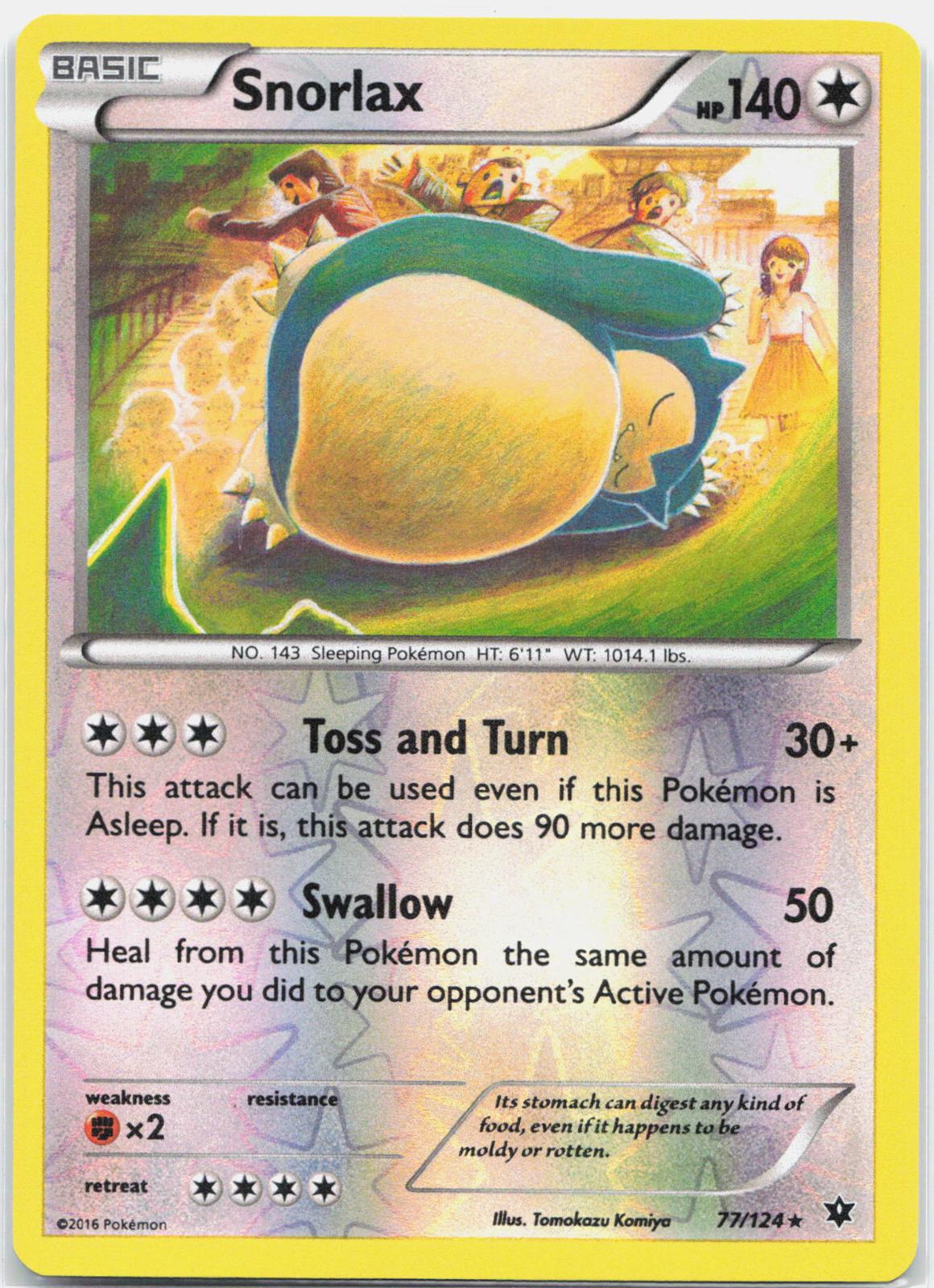 Snorlax - 77/124 Fates Collide Reverse Holo Rare Pokemon - NM