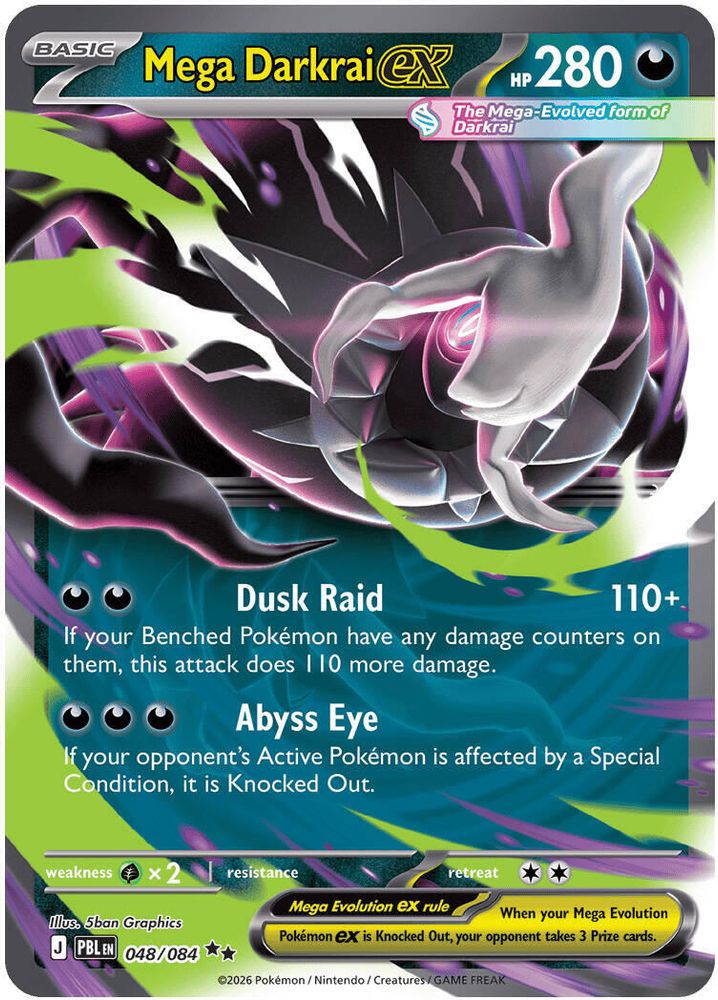 Mega Darkrai ex - 048/084 Pitch Black Double Rare Holo Pokemon - NM