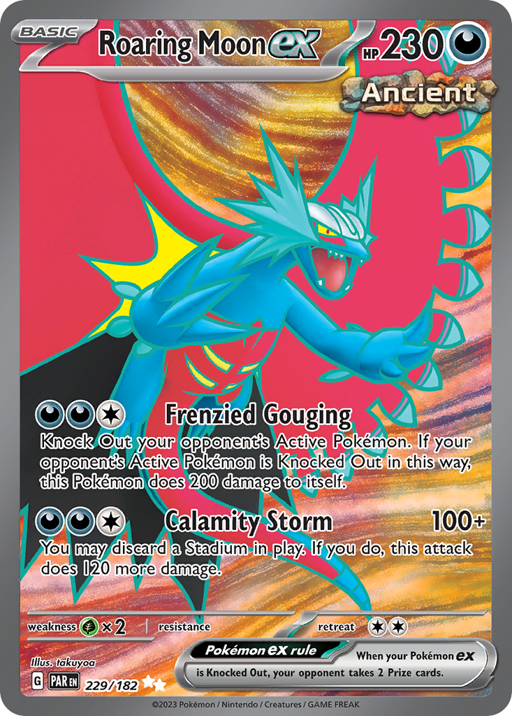 Roaring Moon ex - 229/182 Paradox Rift Ultra Rare Holo Pokemon - NM