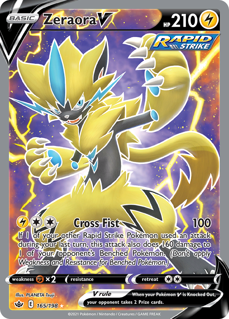 Zeraora V - 165/198 Chilling Reign Ultra Rare Holo Pokemon - NM