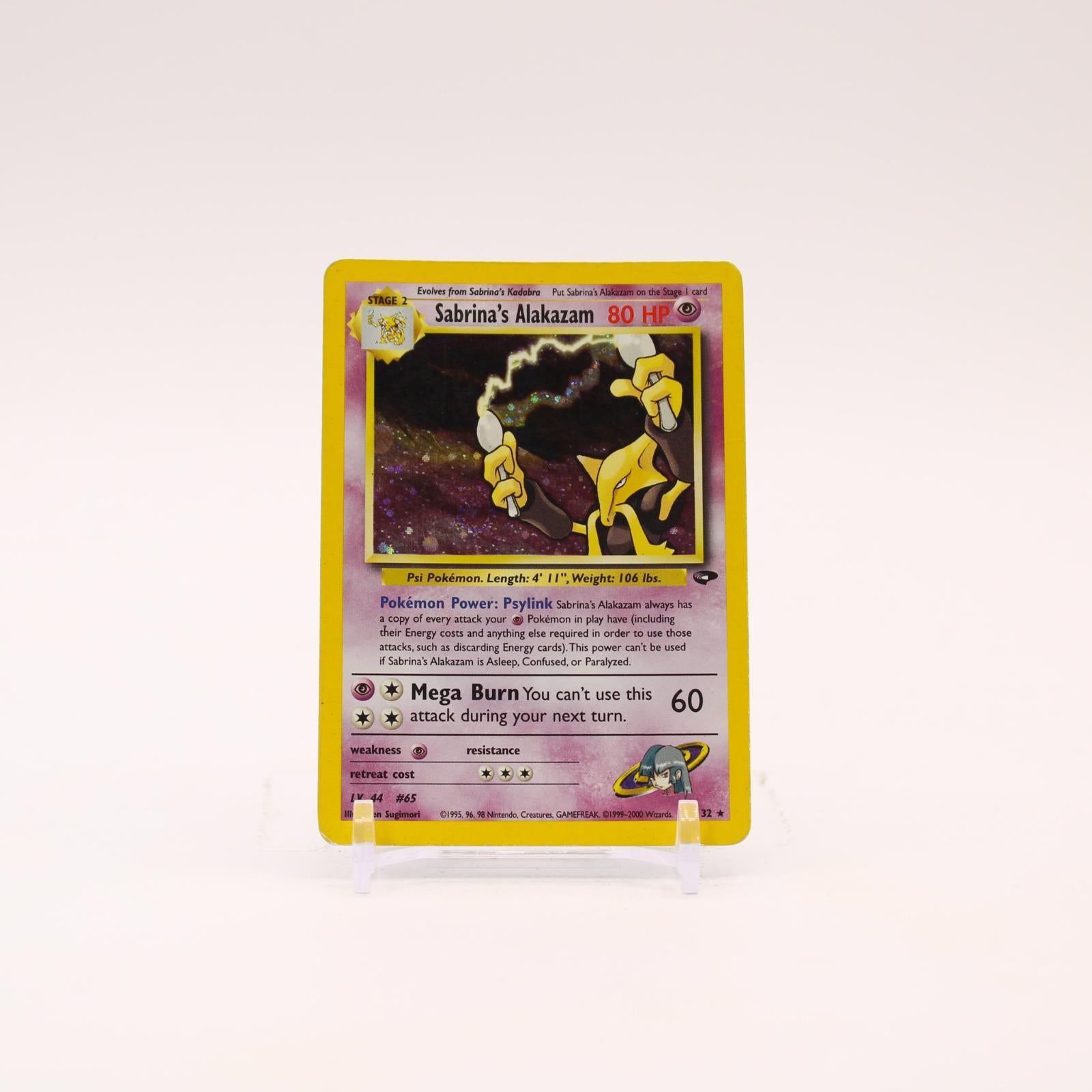 Sabrina's Alakazam - 16/132 Gym Challenge Unlimited Holo Rare SWIRL Pokemon - MP