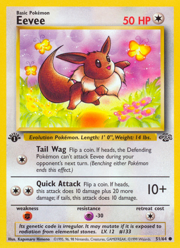 Eevee - 51/64 Jungle Common Unlimited Pokemon - NM