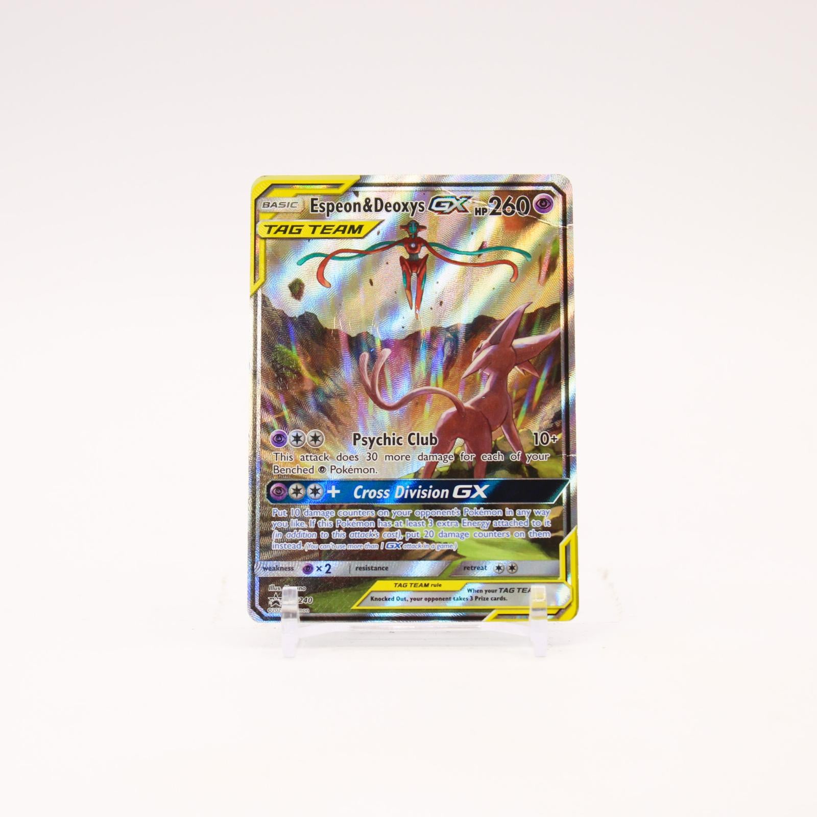 Espeon & Deoxys GX - SM240 Sun & Moon Holo Alternate Art Promo Pokemon - HP