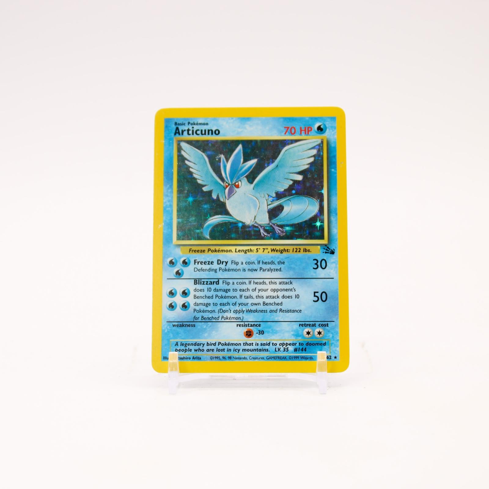 Articuno - 2/62 Fossil Unlimited Holo Rare Pokemon - MP/HP