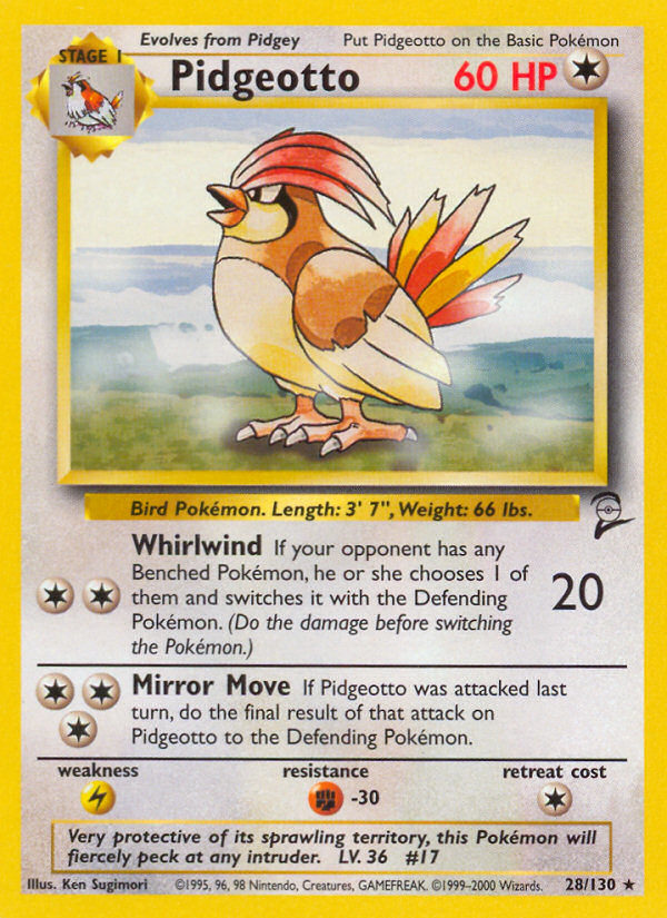 Pidgeotto - 28/130 Base Set 2 Rare Pokemon - NM