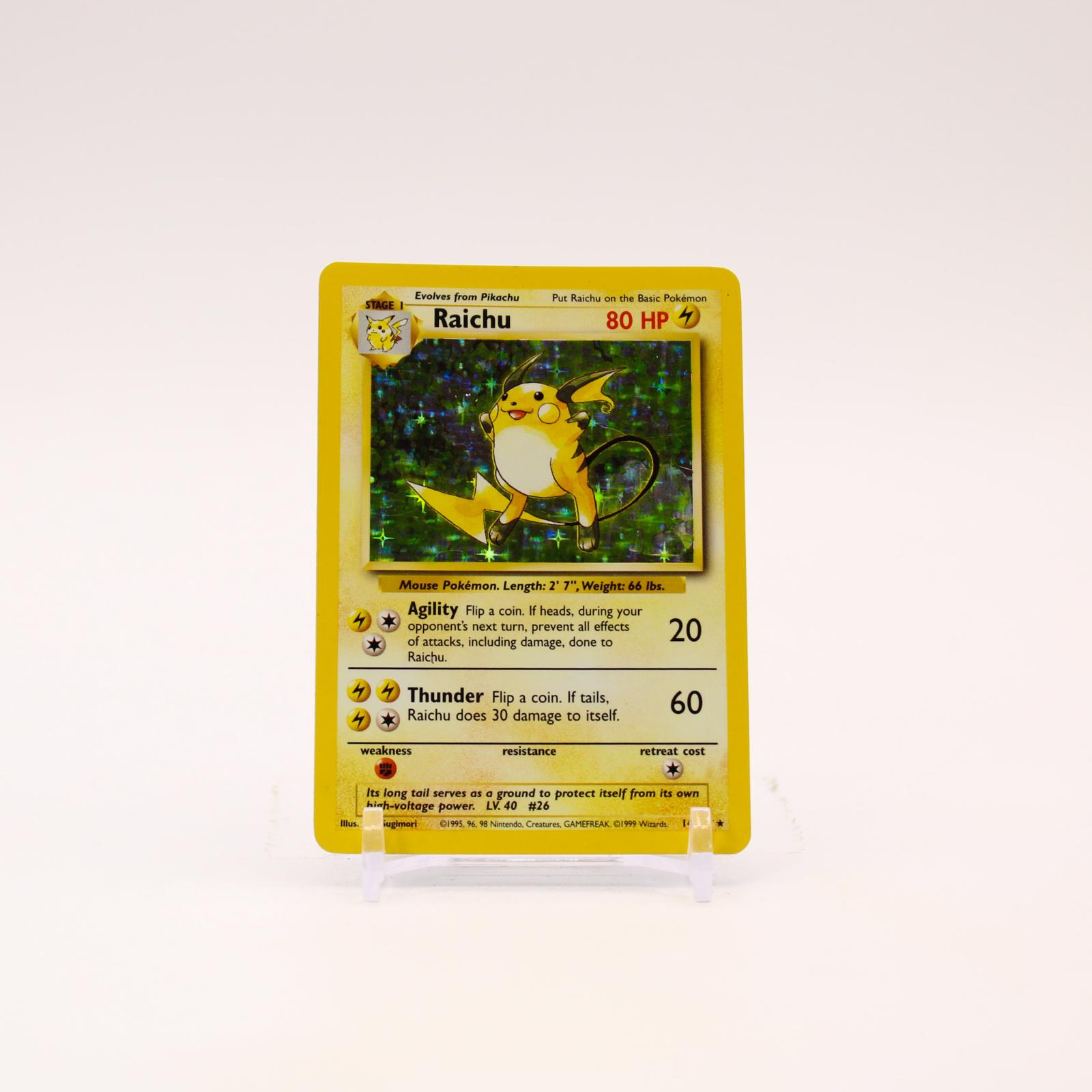 Raichu - 14/102 Base Set Unlimited Holo Rare Pokemon - LP/MP