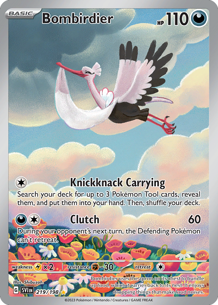 Bombirdier - 219/198 Scarlet & Violet Illustration Rare Holo Pokemon - NM