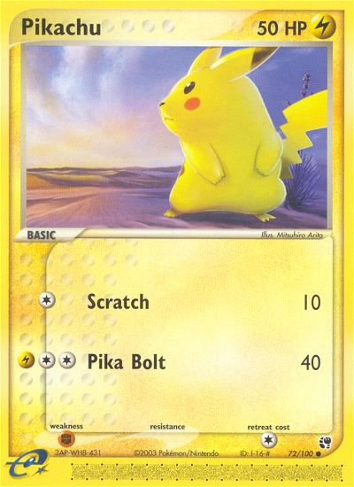 Pikachu - 72/100 Sandstorm Common Pokemon - NM