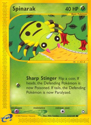 Spinarak - 111/147 Aquapolis Common Pokemon - NM