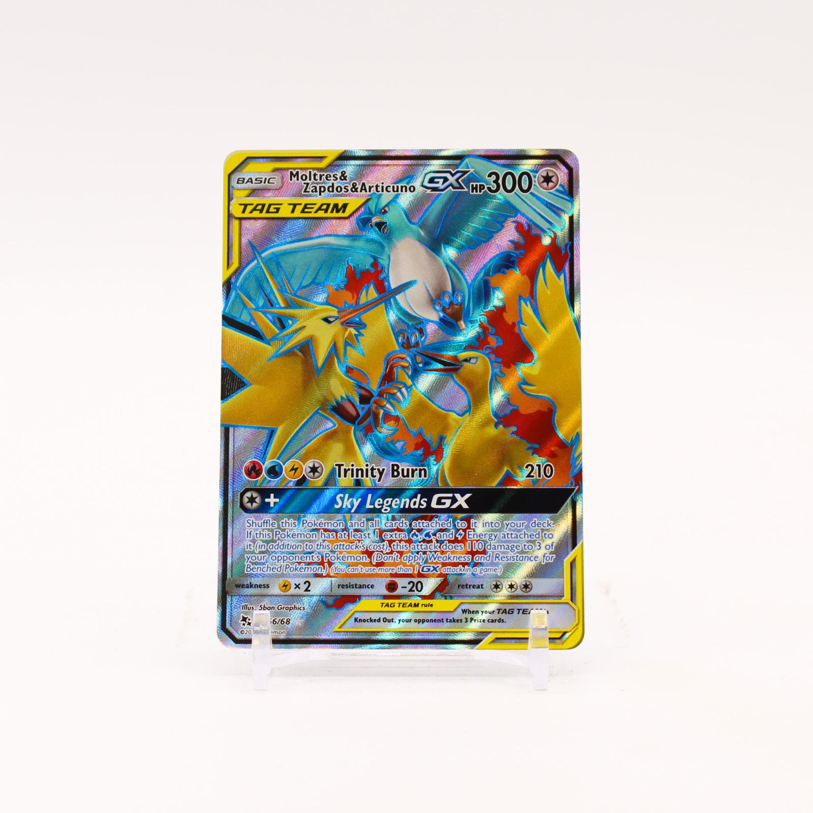 Moltres & Zapdos & Articuno GX - 66/68 Hidden Fates Holo Full Art Pokemon - NM