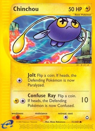 Chinchou - 71/147 Aquapolis Common Pokemon - NM