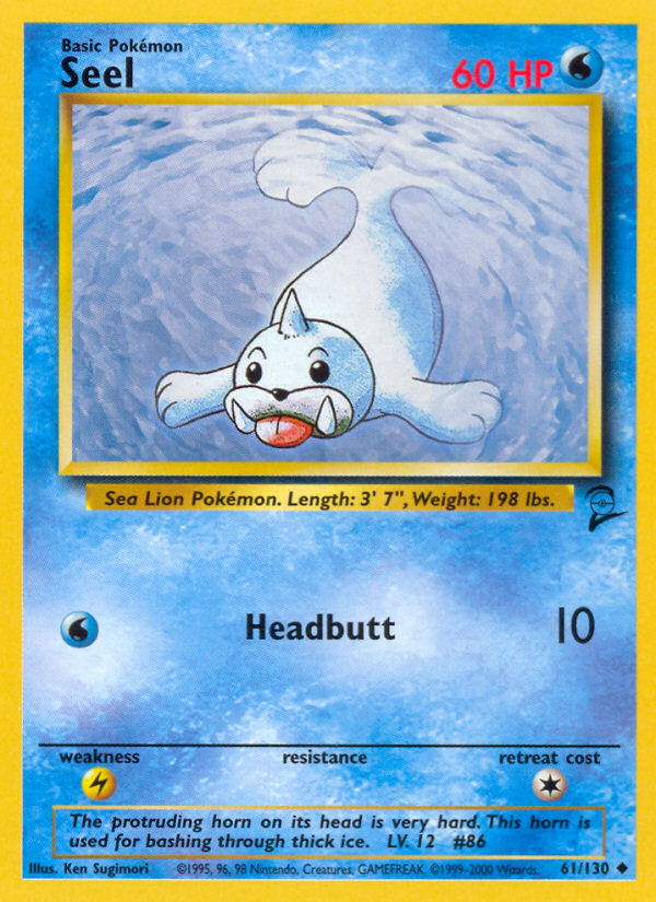 Seel - 61/130 Base Set 2 Uncommon Pokemon - NM
