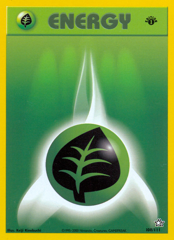 Grass Energy - 108/111 Neo Genesis Unlimited Pokemon - NM
