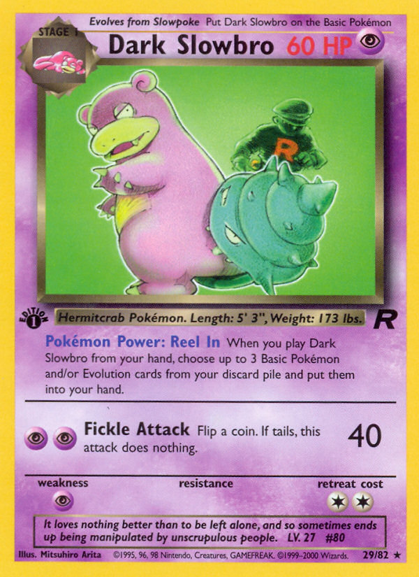 Dark Slowbro - 29/82 Team Rocket Rare Unlimited Pokemon - NM