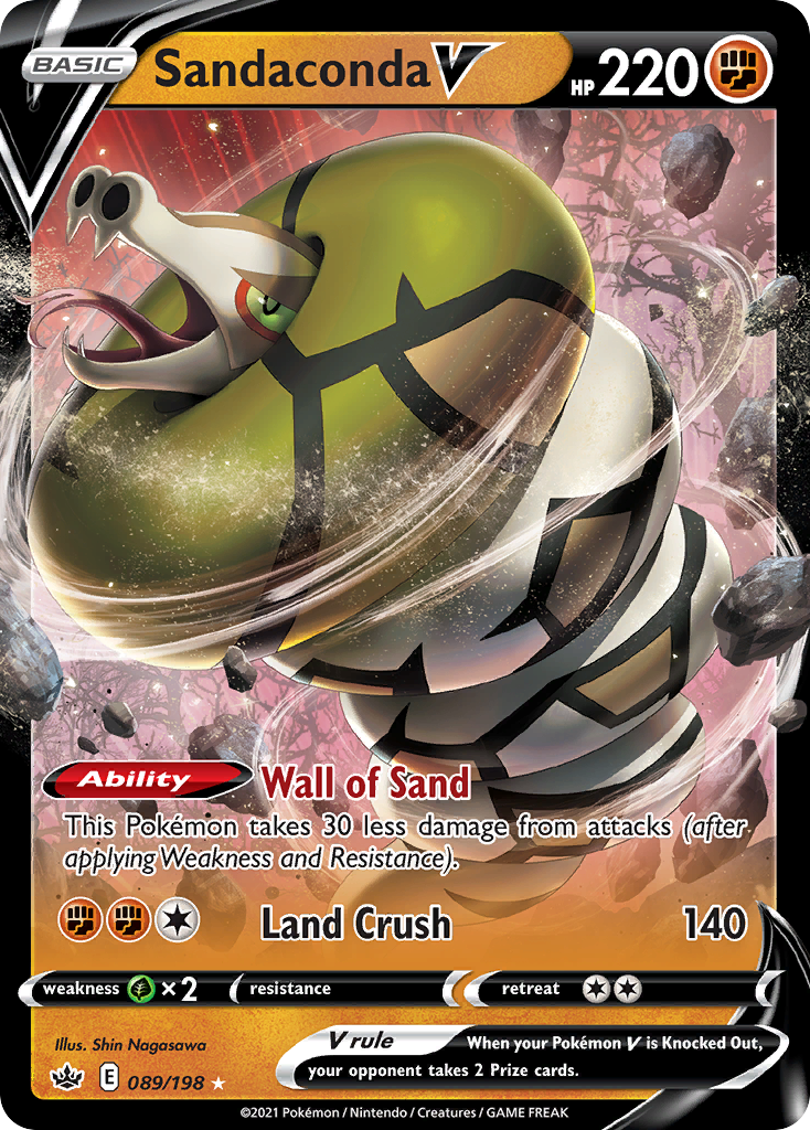 Sandaconda V - 089/198 Chilling Reign V Rare Holo Pokemon - NM