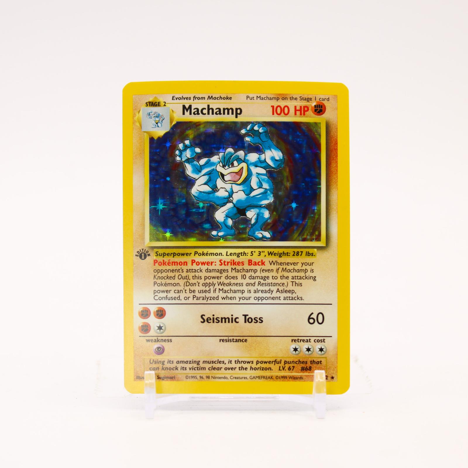 Machamp - 8/102 Base Set 1st Edition Holo Rare Pokemon - LP