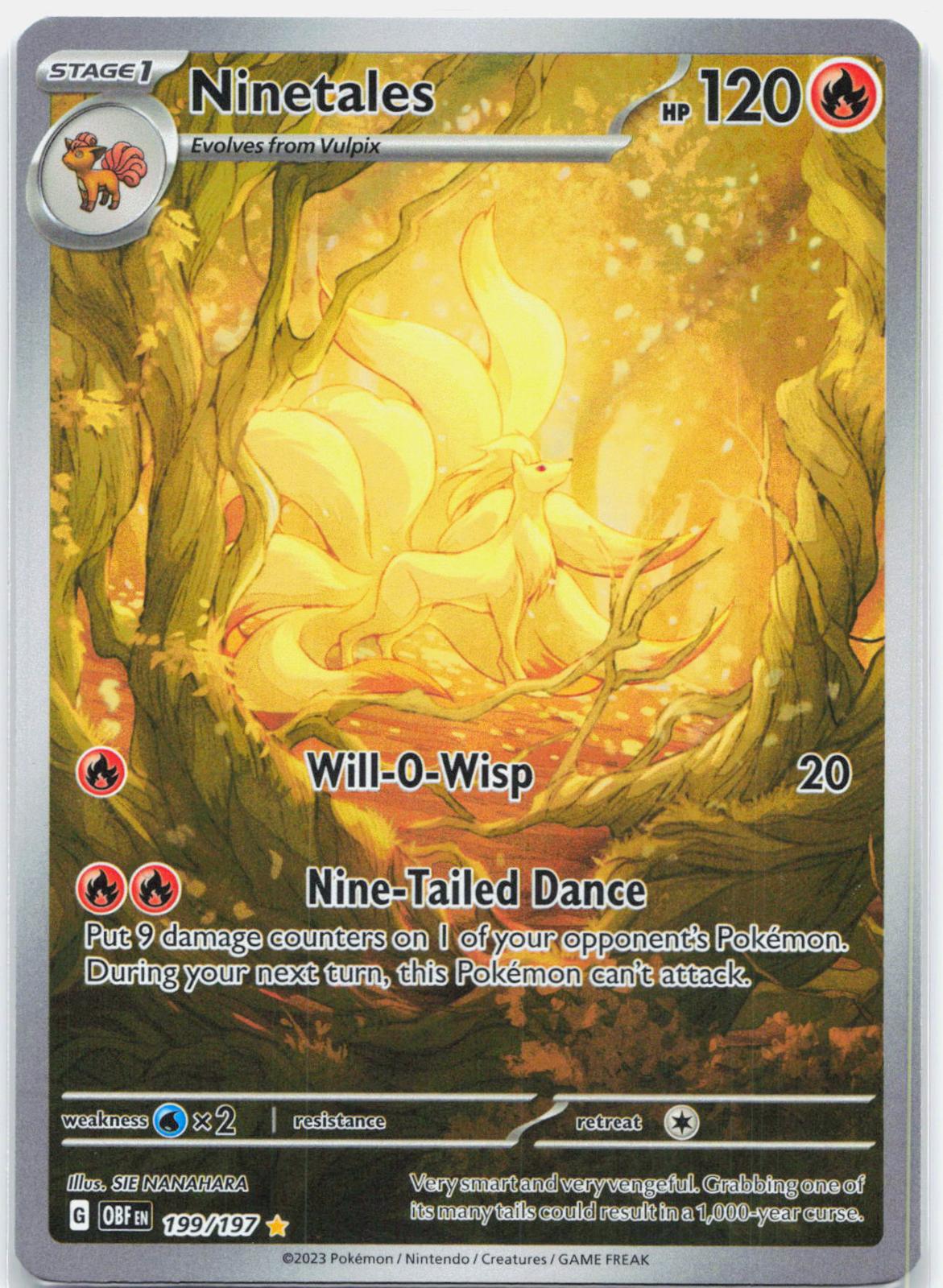 Ninetales - 199/197 Obsidian Flames Illustration Rare Pokemon - NM