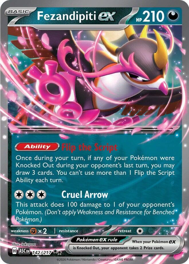 Fezandipiti ex - 142/217 Ascended Heroes Double Rare Pokemon - NM/MINT
