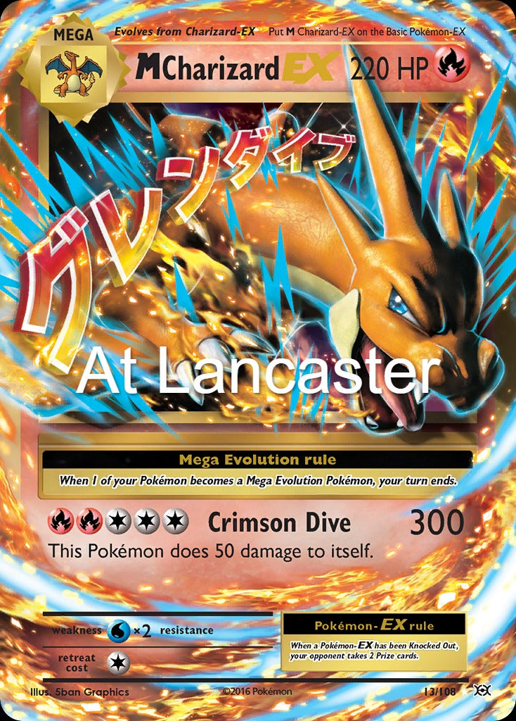 M Charizard EX - 13/108 Evolutions Holo EX Rare Pokemon - NM (Lanc)