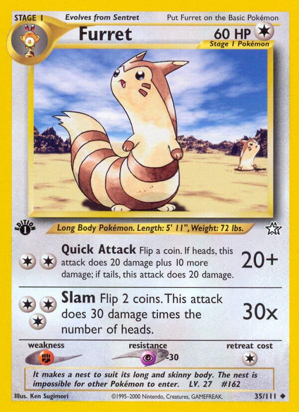 Furret - 35/111 Neo Genesis 1st Edition Uncommon Pokemon - NM