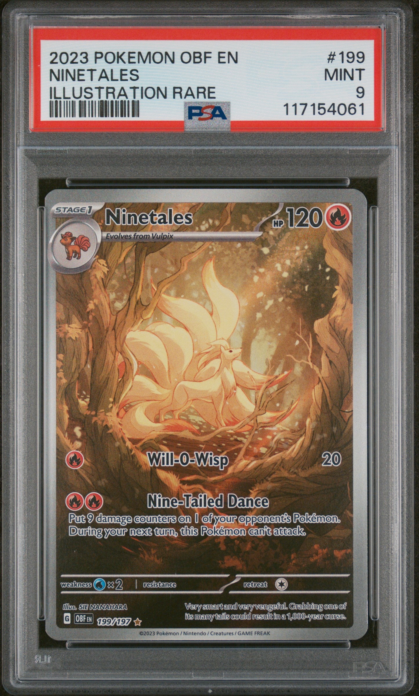 Ninetales - 199/197 PSA 9 Obsidian Flames Illustration Rare Pokemon - MINT