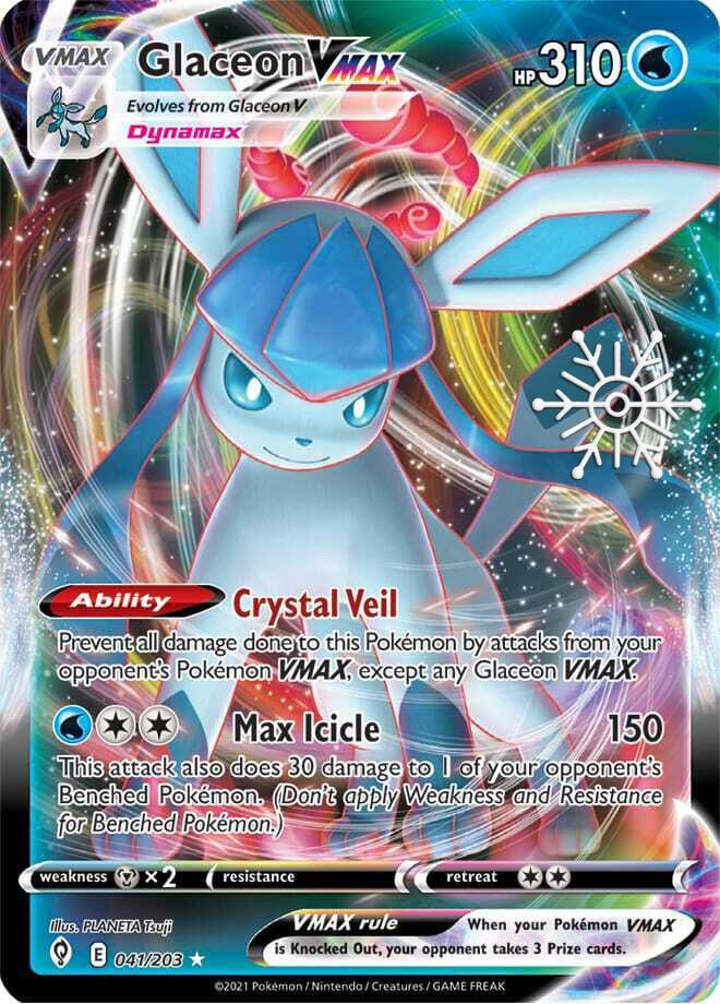 Glaceon VMAX - 041/203 (Holiday Calendar) Snowflake Stamp Pokemon - NM/MINT
