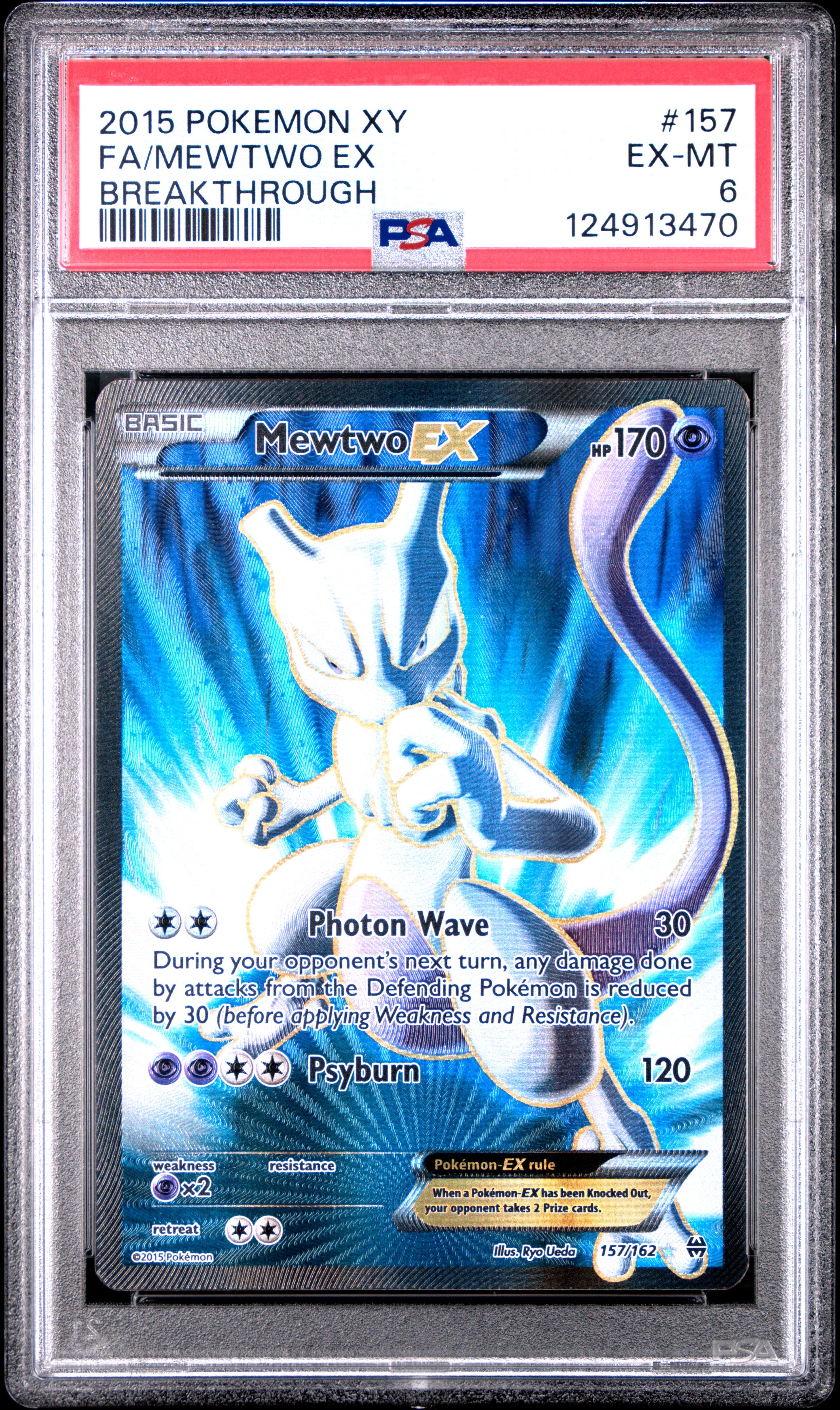 Mewtwo EX - 157/162 PSA 6 BREAKThrough Full Art Pokemon - EX-MT