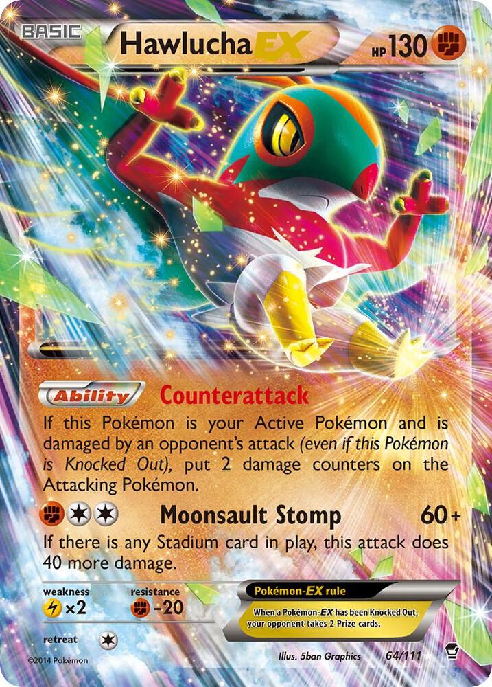 Hawlucha EX - 64/111 Furious Fists Ultra Rare Pokemon - NM