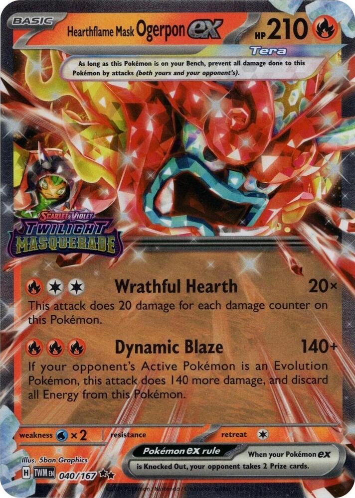 Hearthflame Mask Ogerpon ex - 040/167 Twilight Masquerade STAMP Promo - NM/MINT