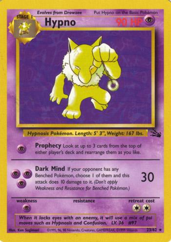 Hypno - 23/62 Fossil Unlimited Rare Pokemon - NM