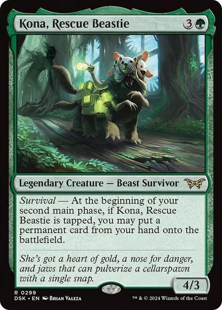 Kona, Rescue Beastie - 299 Duskmourn: House of Horror Foil Rare Magic - NM/MINT
