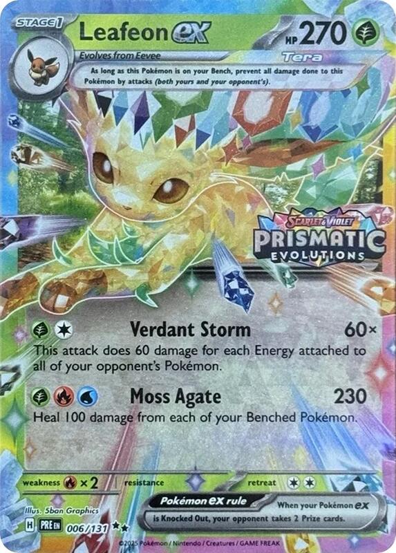Leafeon ex - 006/131 Prismatic Evolutions STAMP Double Rare Pokemon - NM/MINT