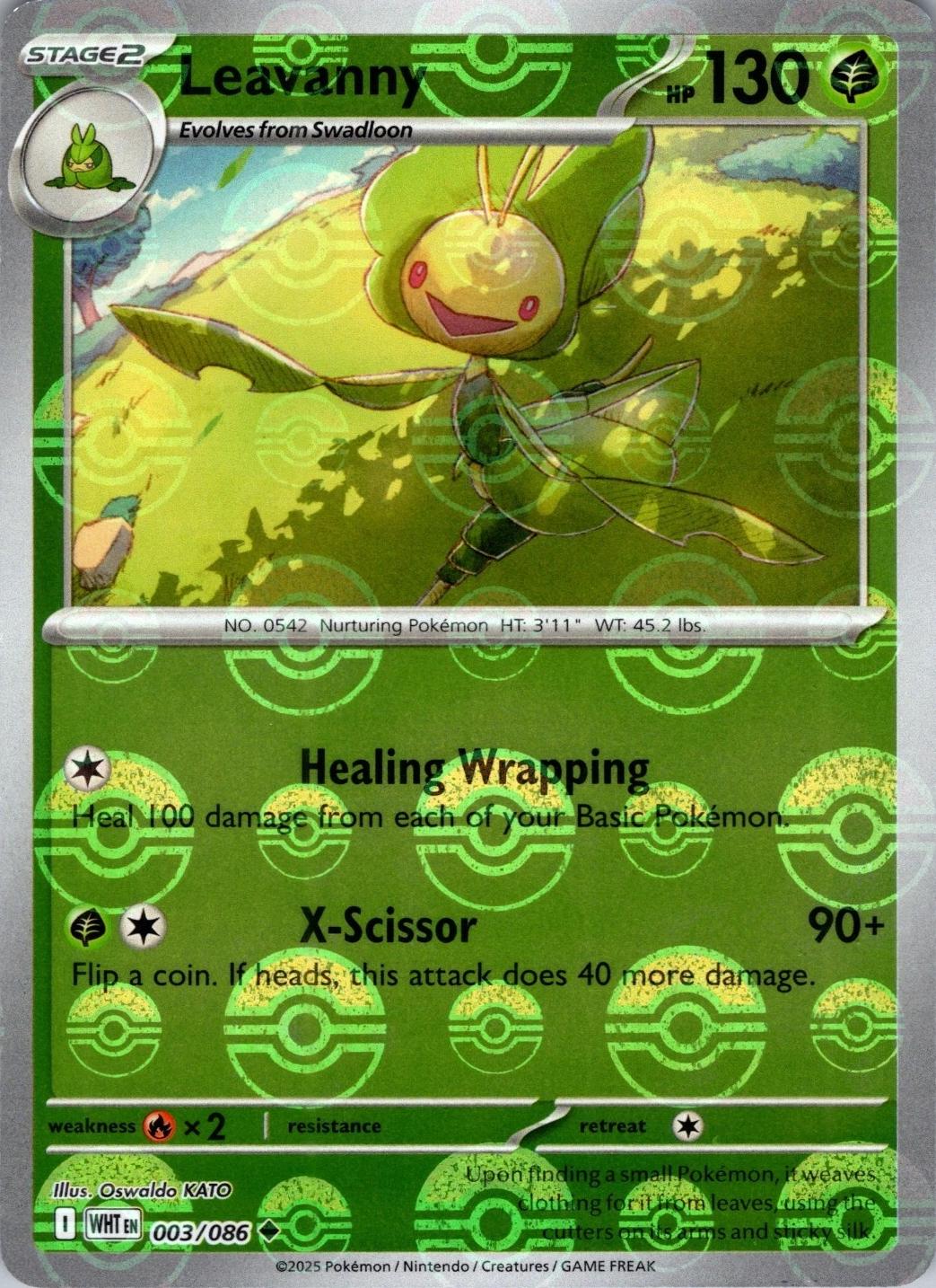 Leavanny - 003/086  White Flare Poke Ball Holo pokemon - MINT