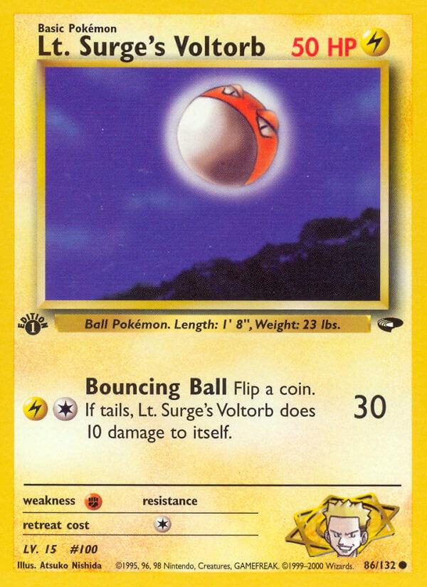 Lt. Surge's Voltorb - 86/132 Gym Challenge 1st Edition Common Pokemon - NM