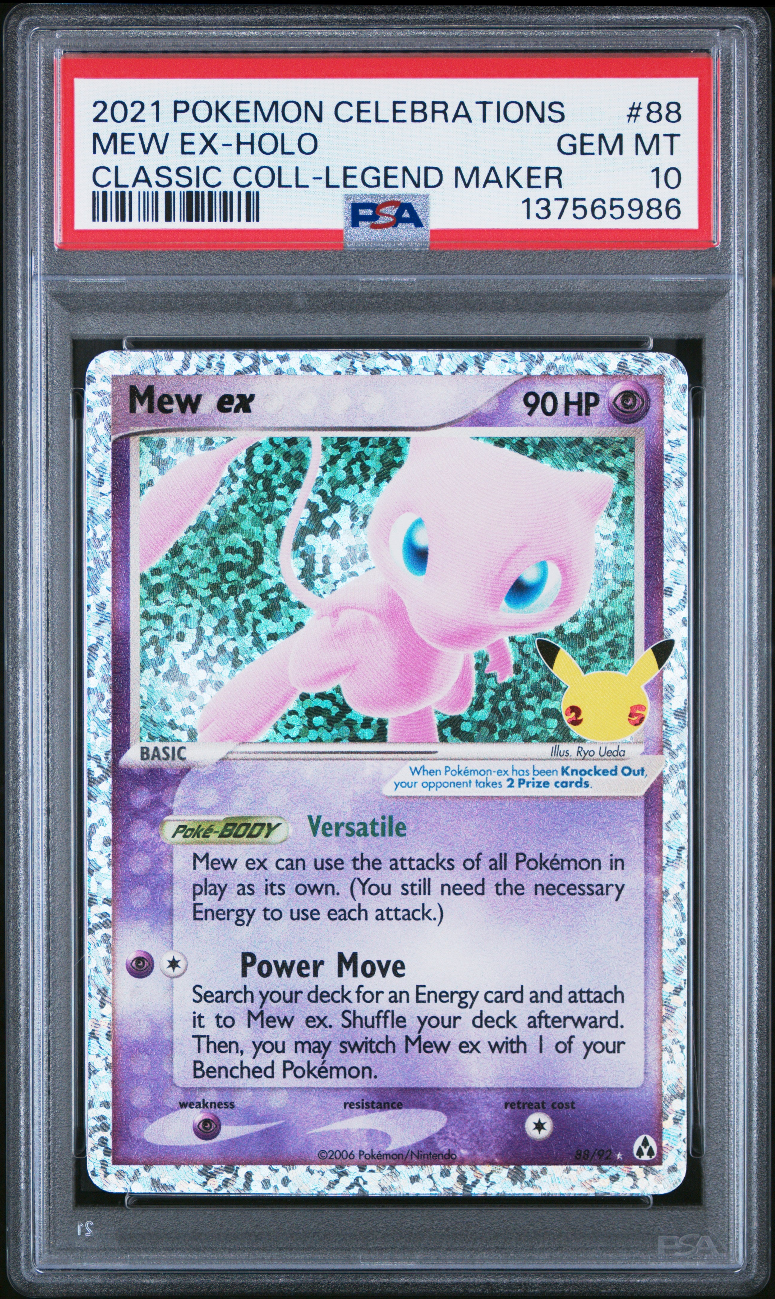 Mew ex - 88/92 PSA 10 Celebrations Classic Collection Holo Pokemon - GEM MINT