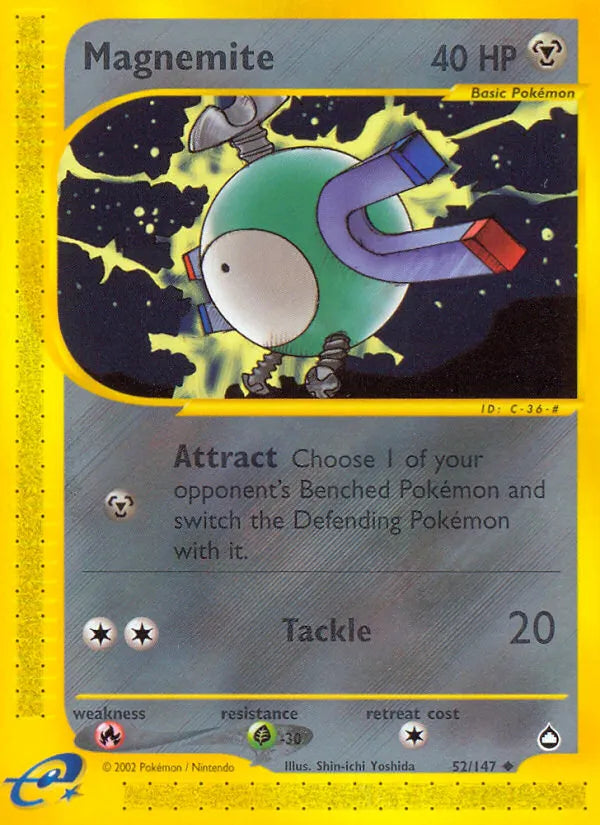 Magnemite - 52/147 e-Reader Aquapolis Uncommon Pokemon - NM