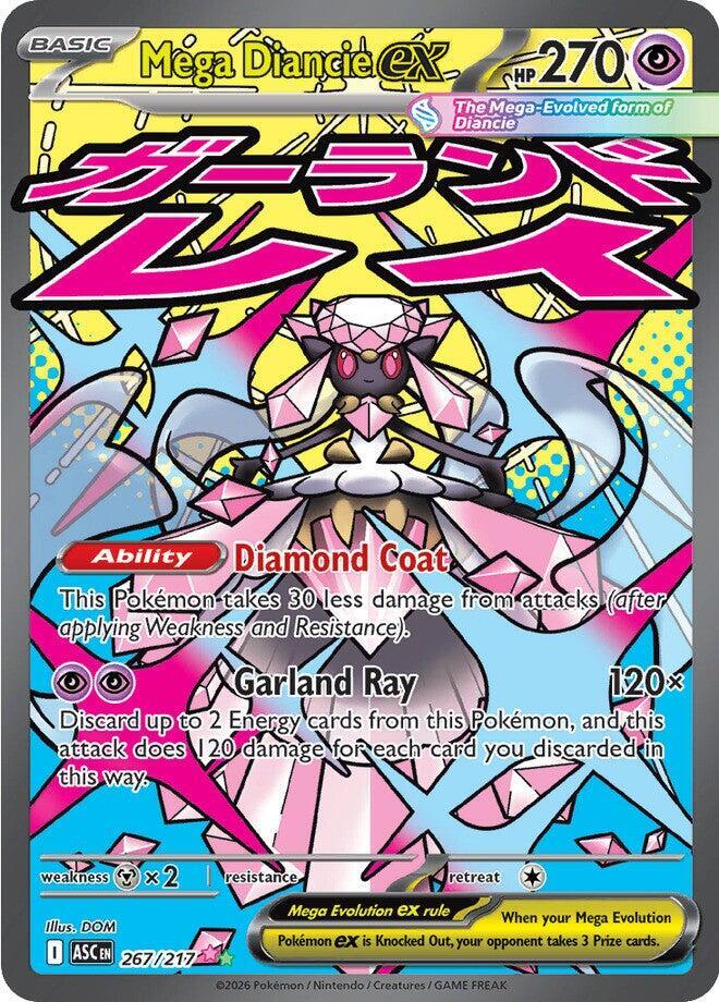 Mega Diancie ex - 267/217 Ascended Heroes Mega Attack Rare Pokemon - NM/MINT