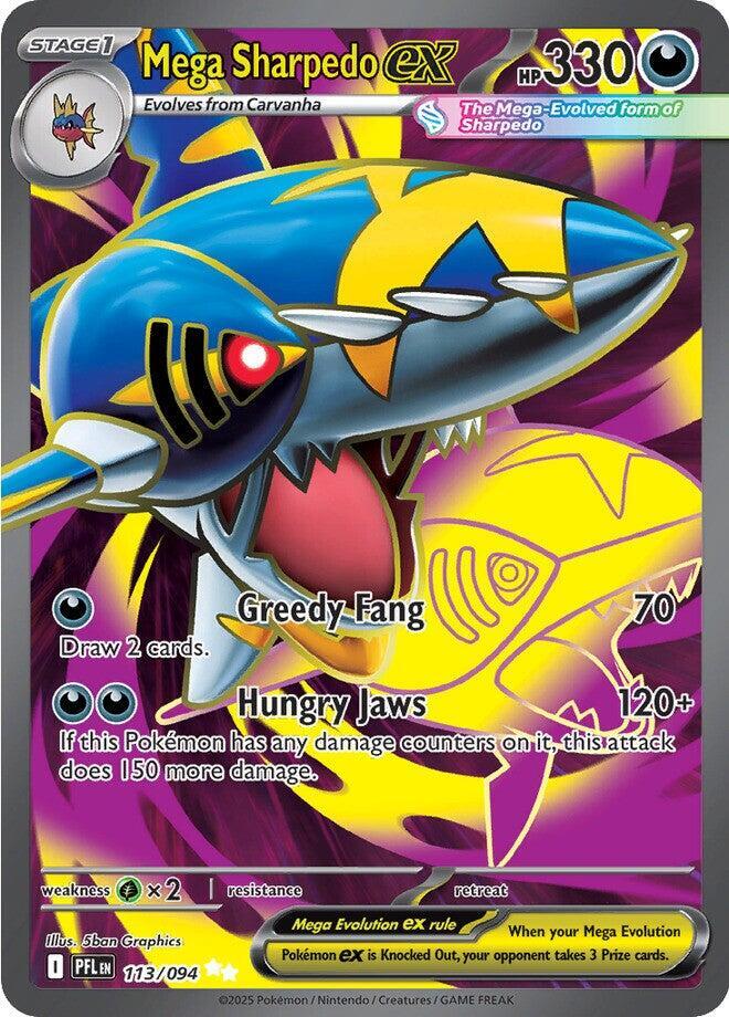 Mega Sharpedo ex - 113/094 Phantasmal Flames Full Art Pokemon - NM/MINT