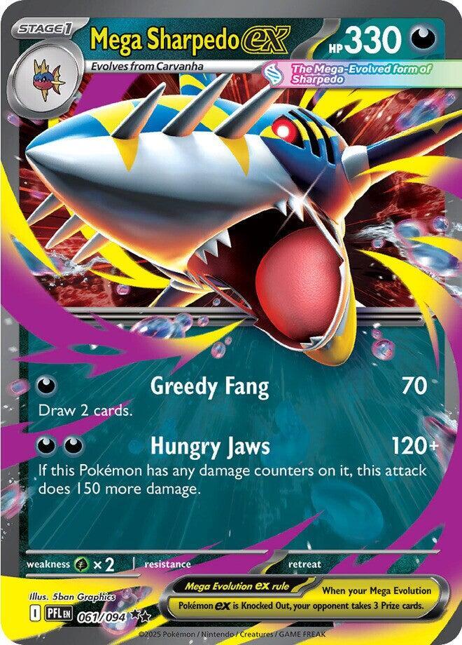 Mega Sharpedo ex - 061/094 Phantasmal Flames Double Rare Pokemon - NM/MINT