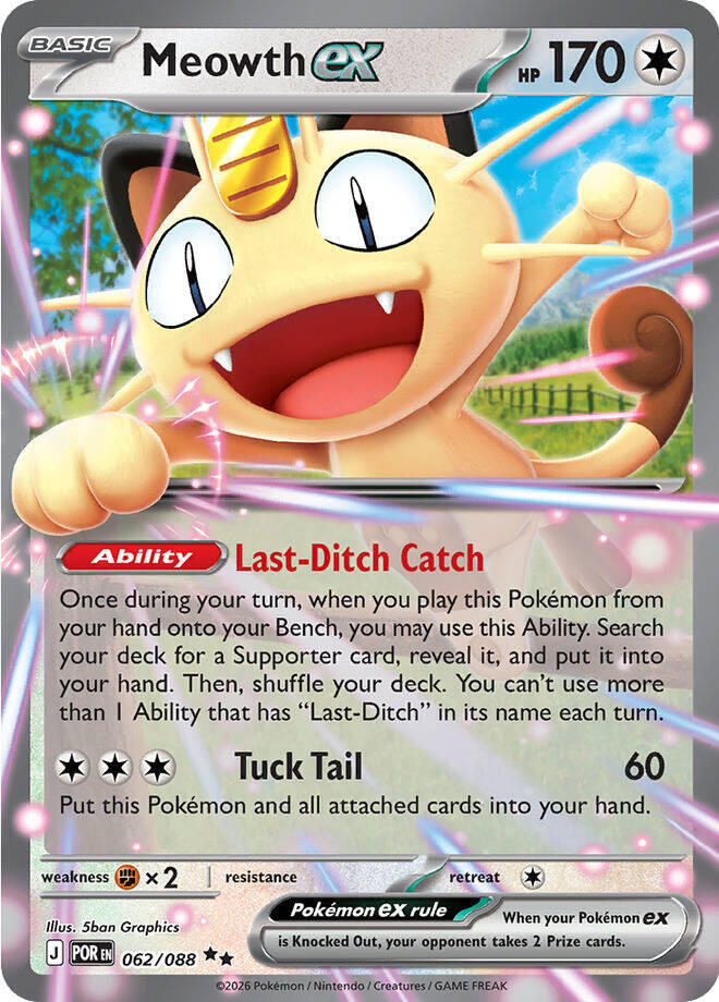 Meowth ex - 062/088 Perfect Order Double Rare Pokemon - NM/MINT