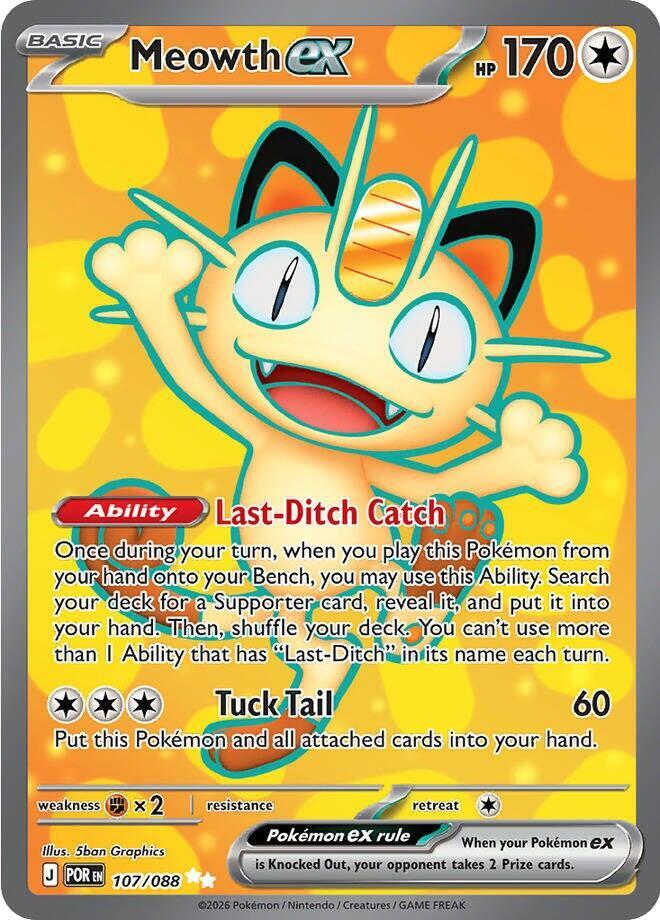 Meowth ex - 107/088 Perfect Order Full Art Pokemon - NM/MINT