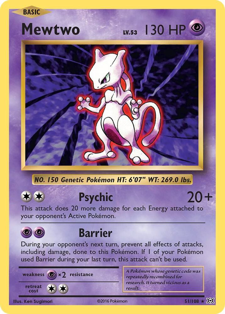 Mewtwo - 51/108 Evolutions Rare Pokemon - NM