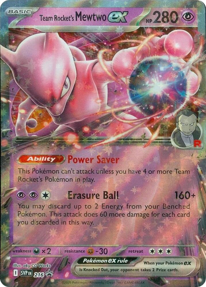 Team Rocket's Mewtwo ex - SVP216 Black Star Promo Pokemon - NM/MINT
